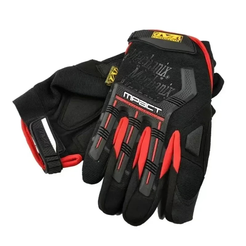 Mechanix black and red gloves