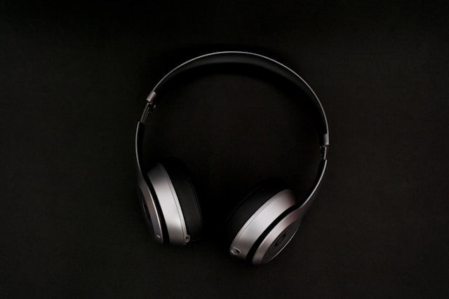 Pair of headset on a black background