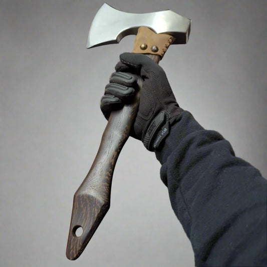 A man holding a viking axe