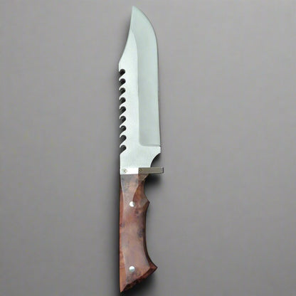 Brown rambowie knife with teeth