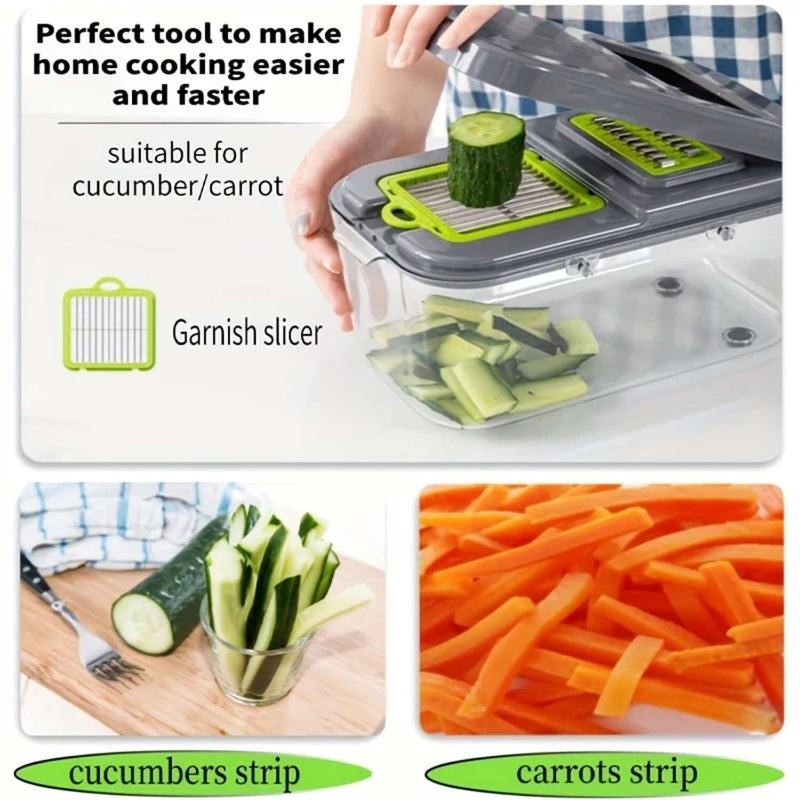 22-Piece Multifunctional Fruit Vegetable Cutter and Manual Food Grater - Canadian Life Shop