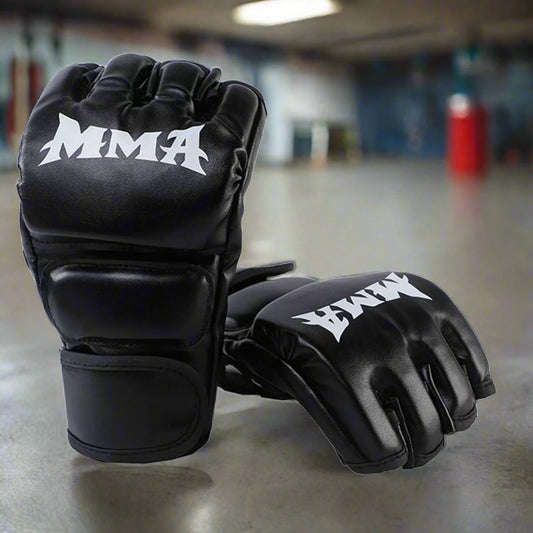 Black Kick MMA Boxing Gloves: Versatile PU Training Gear for Adults and Kids