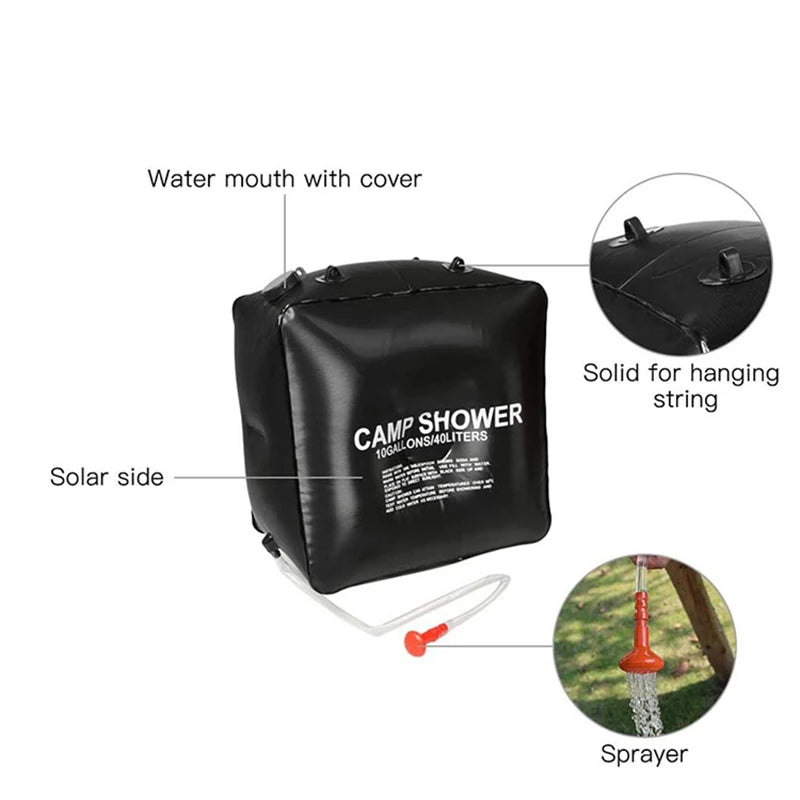 Solar-Powered Portable Outdoor Shower Bag - 40L Capacity for Camping & Hiking Adventures