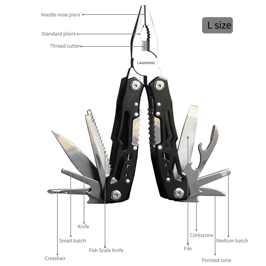 Ultimate Camping Companion: Stainless Steel Multitool Pliers