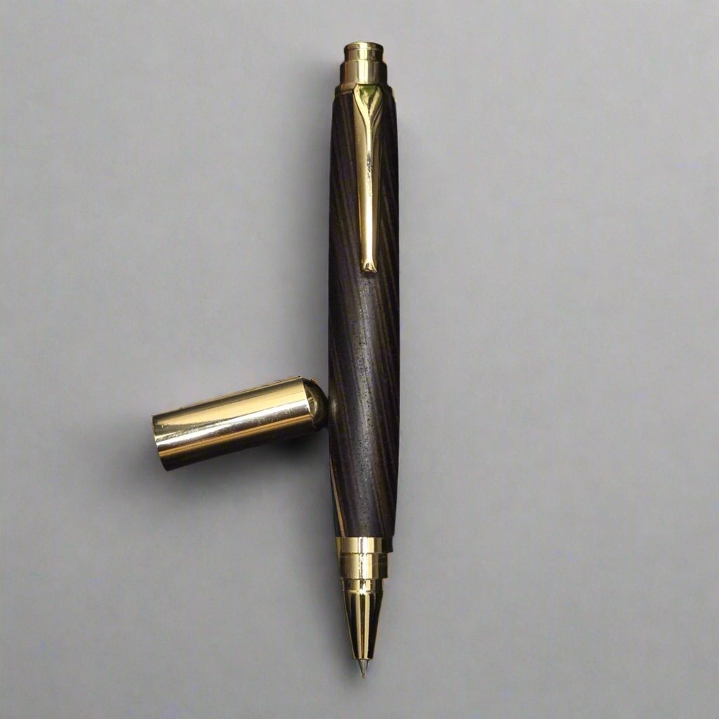 Wood and gold rollester pen hand made elegance