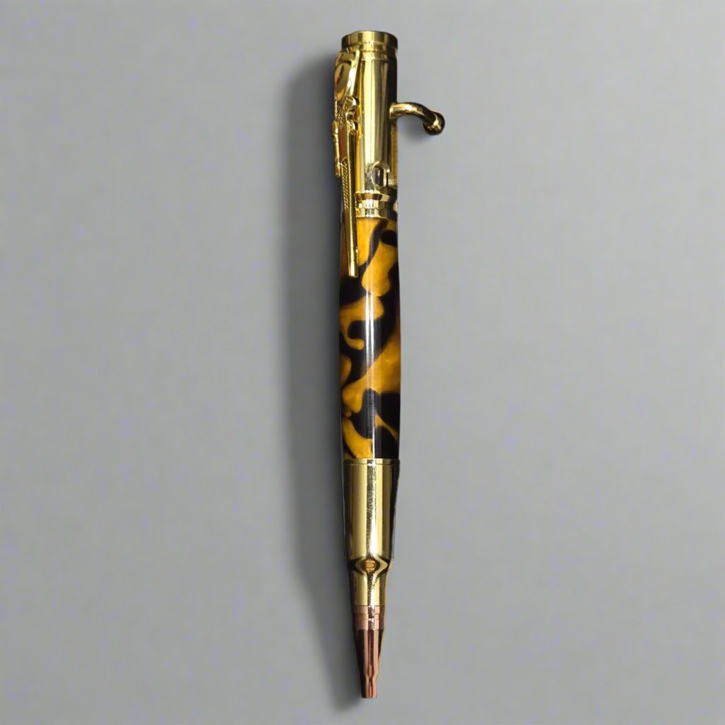 Yellow and gold bolt action pen unique handcraftmanship