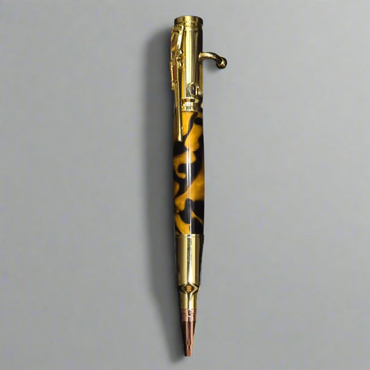 Yellow and gold bolt action pen unique handcraftmanship