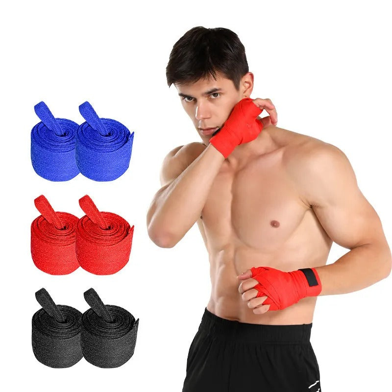 Gear up for your next training session with the 2PCS Boxing Training Bandages. Crafted from durable cotton, these bandages are ideal for Sanda, Kickboxing, and MMA. Offering essential hand protection and wrist support, these versatile wraps come in various lengths (1.5/2/3/5M) and feature a convenient strap design for a secure and comfortable fit. Elevate your boxing experience with these reliable and easy-to-use sports bandages
