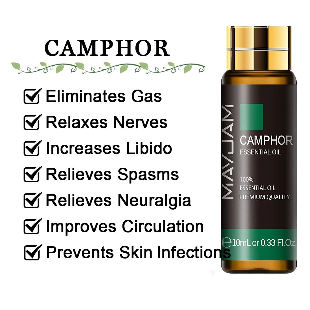 Image featuring camphor a serene natural essential oils, promoting improvements to everday life  and relaxation.
