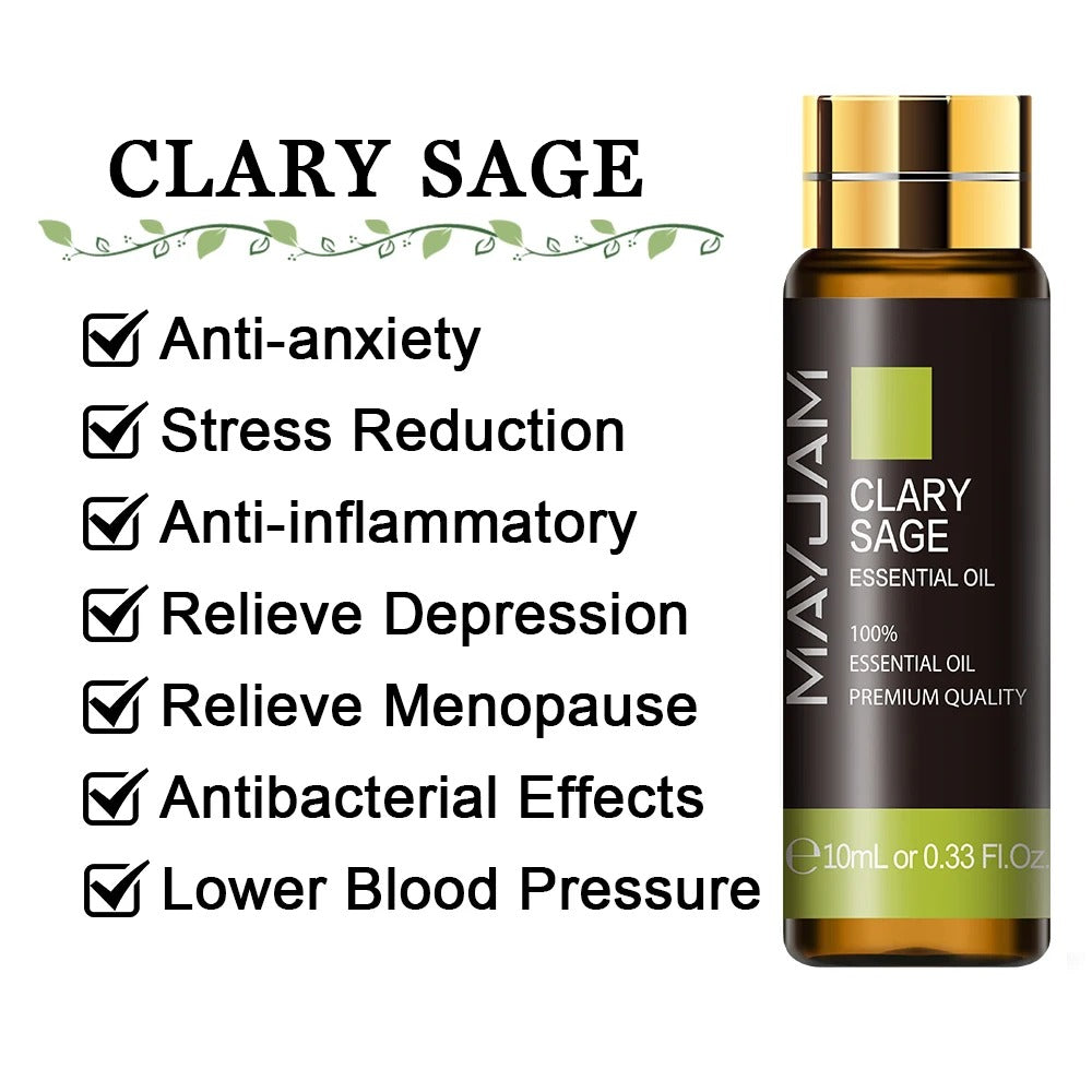 Image featuring clary sage  a serene natural essential oils, promoting improvements to everday life  and relaxation.