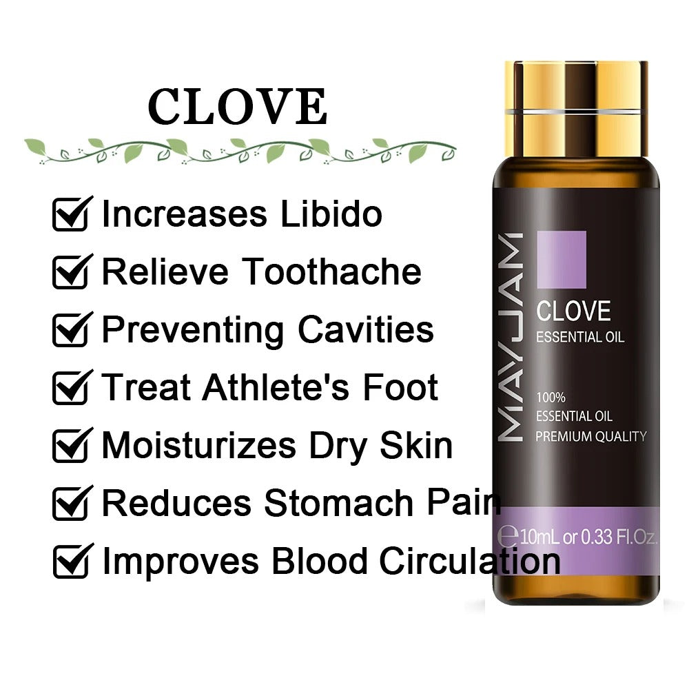 Image featuring clove a serene natural essential oils, promoting improvements to everday life  and relaxation.