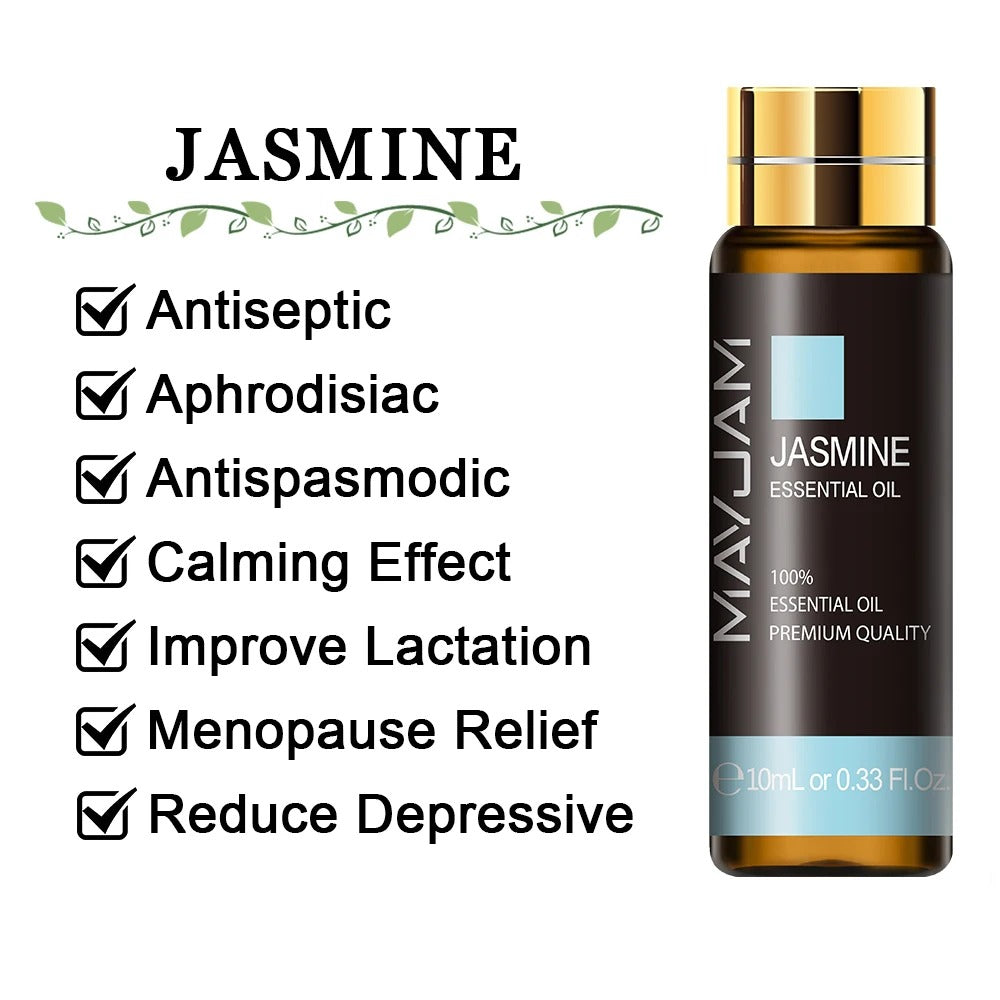 Image featuring jasmine a serene natural essential oils, promoting improvements to everday life  and relaxation.
