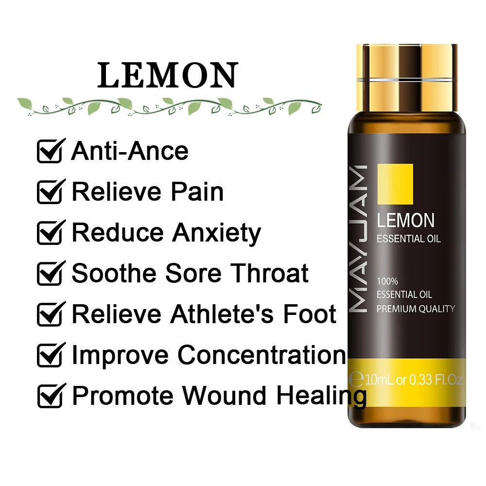 Image featuring lemon a serene natural essential oils, promoting improvements to everday life  and relaxation.