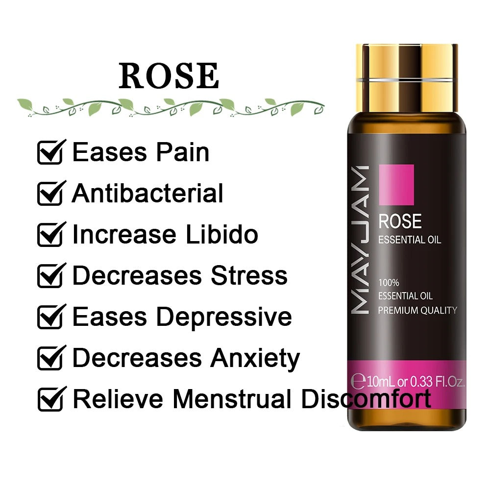 Image featuring rose a serene natural essential oils, promoting improvements to everday life  and relaxation.