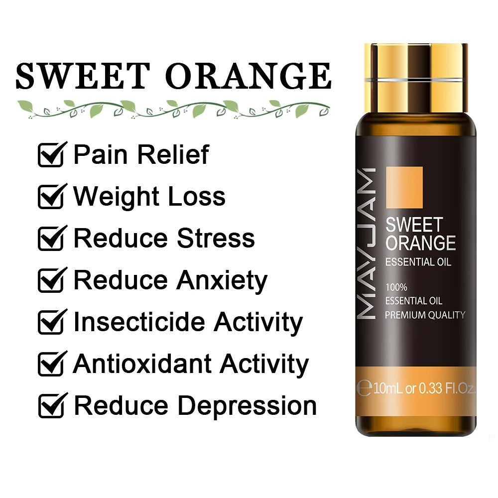Image featuring sweet orange a serene natural essential oils, promoting improvements to everday life  and relaxation.