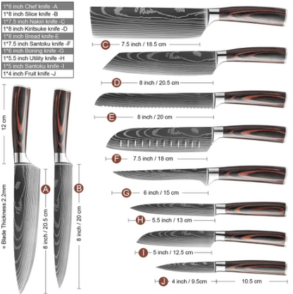 Japanese Damascus Pattern Knives - Canadian Life Shop